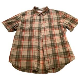 Old Navy Men’s Olive Plaid Camp Hampshirt‎ Size XXL Lightweight Cotton READ